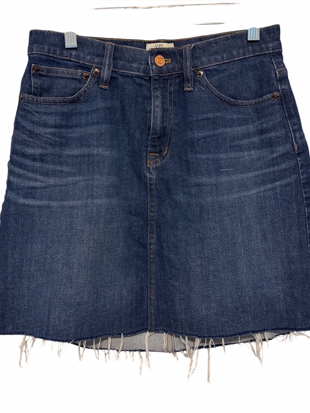 J. Crew Trademark Women's Denim Stretch Frayed Hem Mini Skirt - Size 25 - Picture 2 of 5